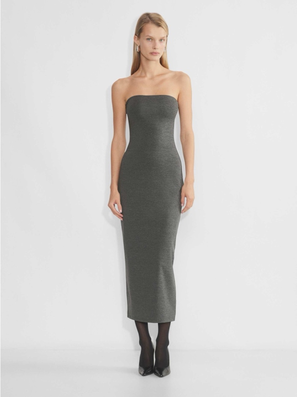 Aritzia Contour Maxi Tube Dress in Heather Charcoal Gray New - Picture 11 of 11